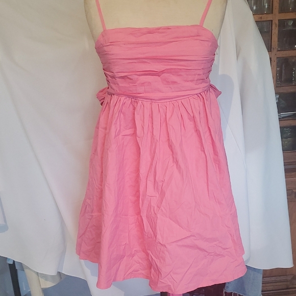 Pink Ruched Spaghetti Strap Mini Dress - Picture 1 of 13